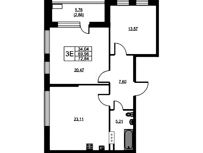 2-комнатная квартира 72.5 м², 10/10 эт., ЖК «VEREN NEXT Шуваловский»